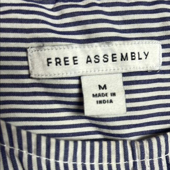 White and Blue Ruffled Long Sleeve Blouse - Picture 2 of 10